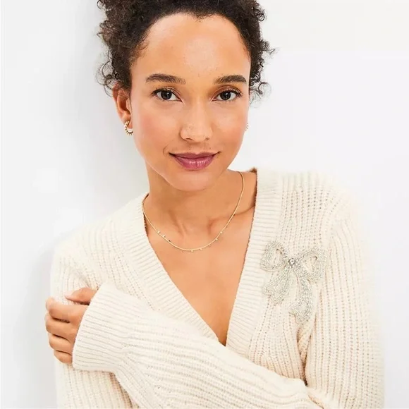 LOFT Bow Cardigan - Picture 2 of 8